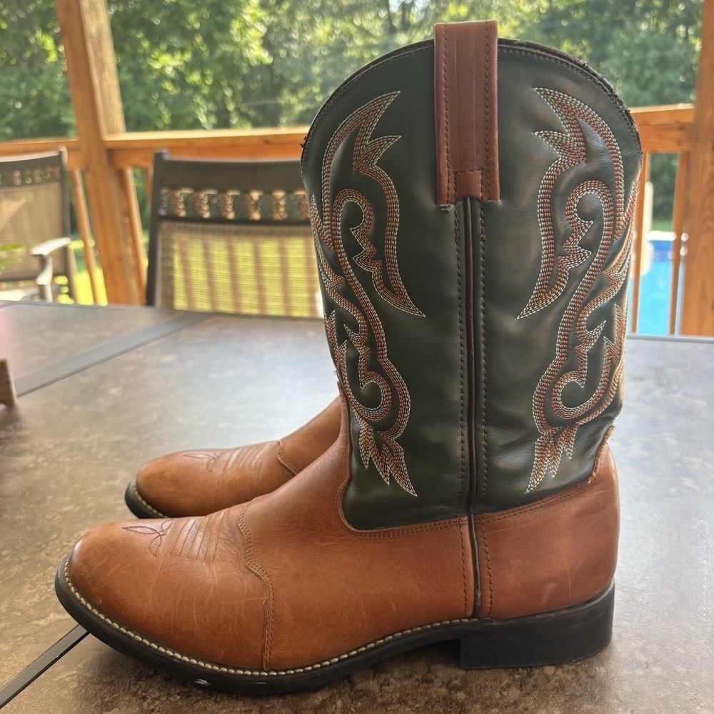Acme Vintage Western Cowboy Boots Size 12D Made In USA Brown Leather
